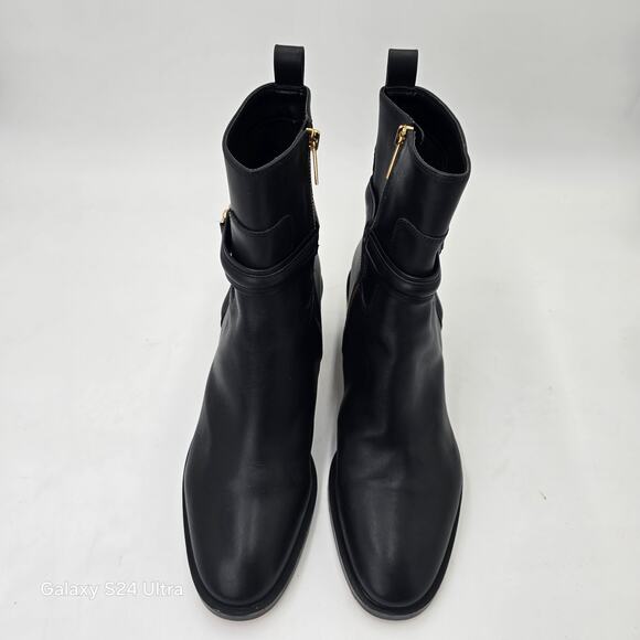 Michael Kors Mindy Black Leather Ankle Boot Heeled Zippered Bootie Women's 11M - Picture 4 of 9